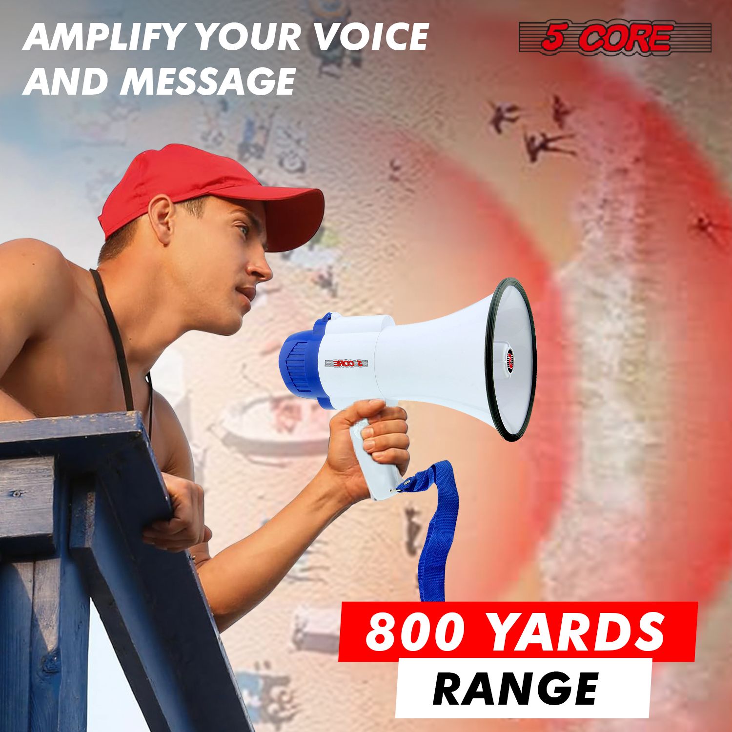 Megaphone 30W Bull Horn PA Speaker w 800 Yards Range USB Loud Siren Voice Amplifier Portable