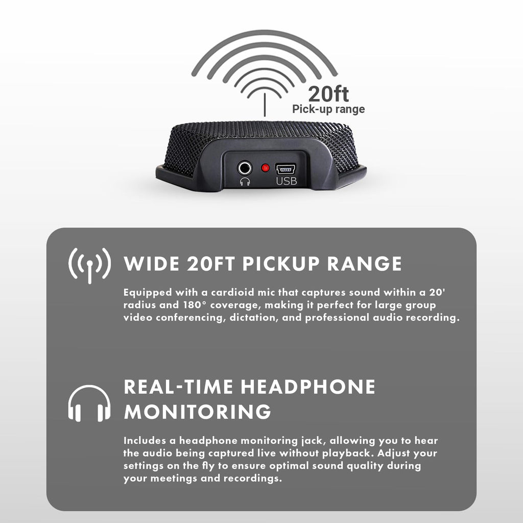 Movo MC1000 Conference USB Microphone - Long Range Desktop Mic