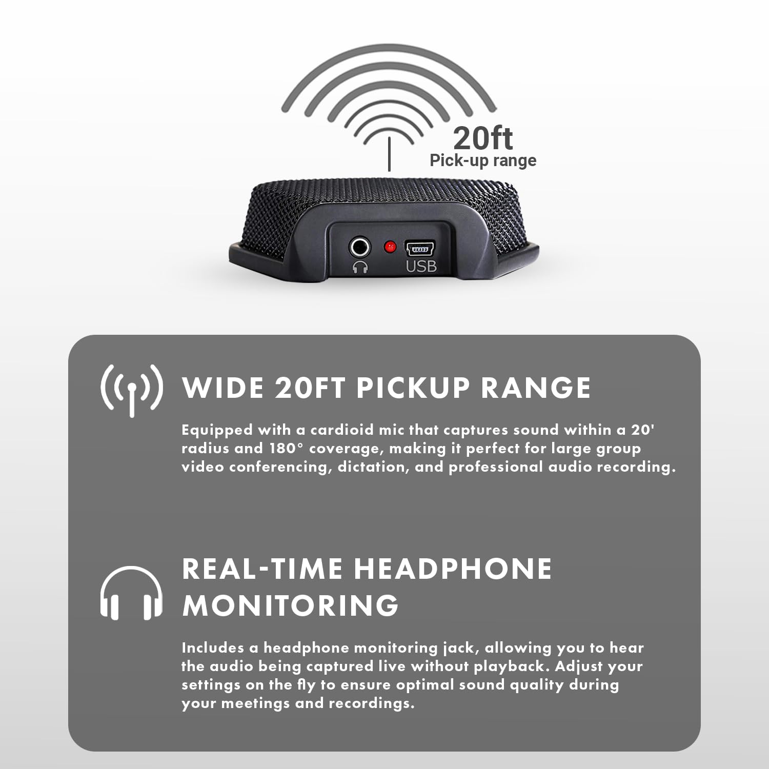 Movo MC1000 Conference USB Microphone - Long Range Desktop Mic