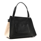 Calfskin Medium Tri-Color Edge Shoulder Bag Blue Multicolor
