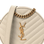 Grain De Poudre Matelasse Chevron Quilted Round Vinyle Camera Bag Crema Soft