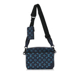 Calfskin Monogram Shadow Trio Messenger Navy River Blue