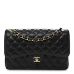 Caviar Quilted Jumbo Double Flap Black