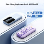 Entronix [3-in-1] Power Bank - 10000 mAh Built-in Cables USB-C/iPhone/Android