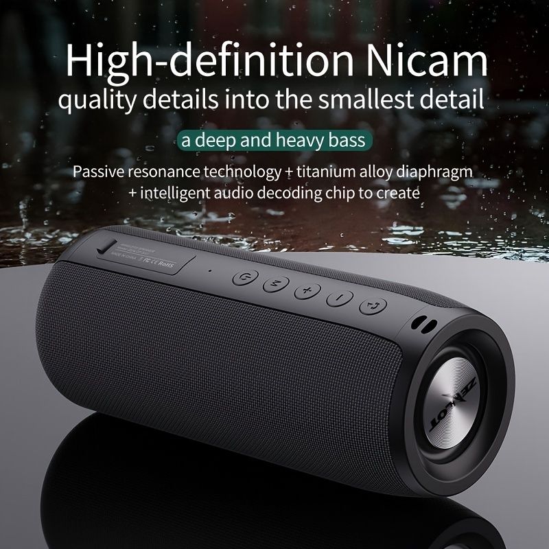 Powerful Wireless Speaker Bass; Wireless Portable Subwoofer IPX5 Waterproof 10W Sound Box Support TF U Disk AUX For Home & Outdoor Party
