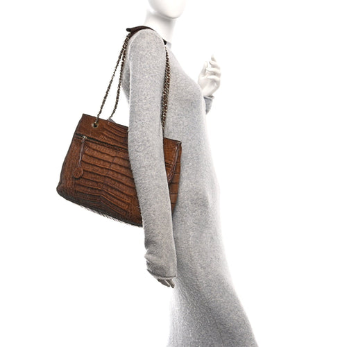 Alligator Shopping Tote Brown