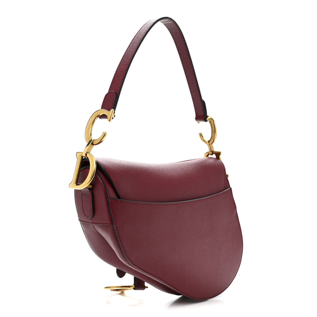 Grained Calfskin Saddle Bag Red