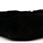 Shearling Lambskin Crystal Strass Flap Black