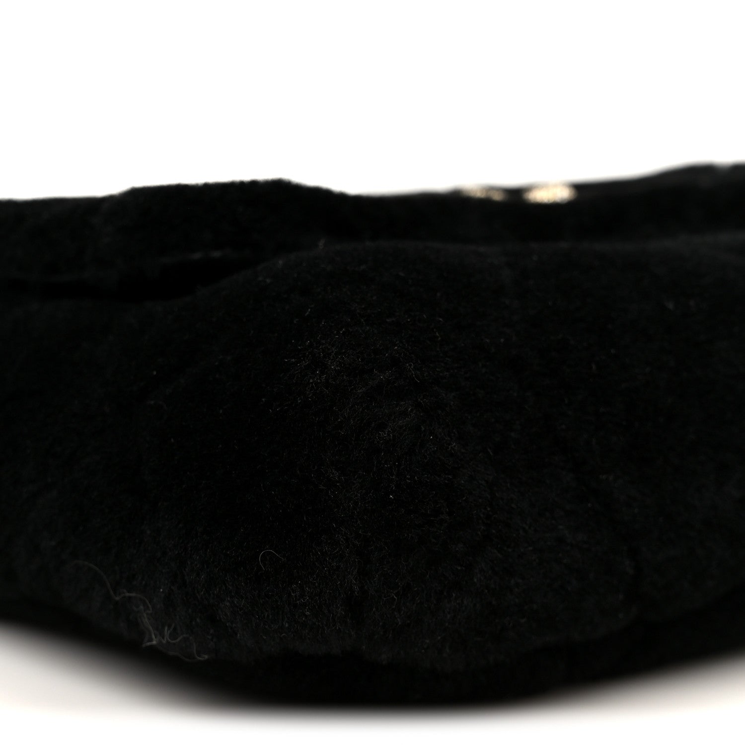Shearling Lambskin Crystal Strass Flap Black