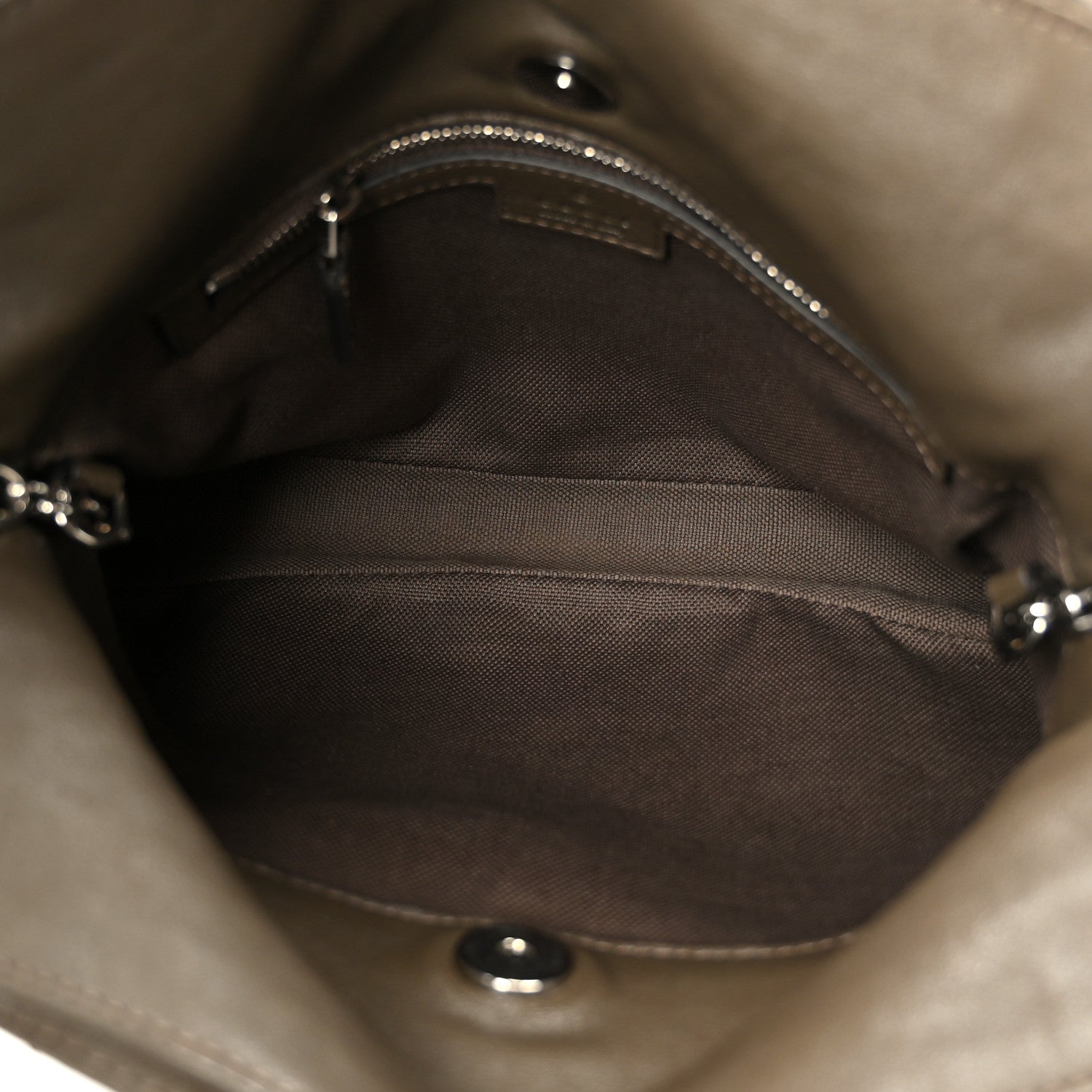 Sakai Be Green Calfskin Diagonal Stitched Small Blondie Tote Craclet Brown