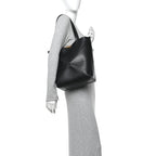 Shiny Calfskin Medium Puzzle Fold Tote Black