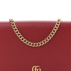 Dollar Calfskin Mini GG Marmont Chain Wallet Hibiscus Red
