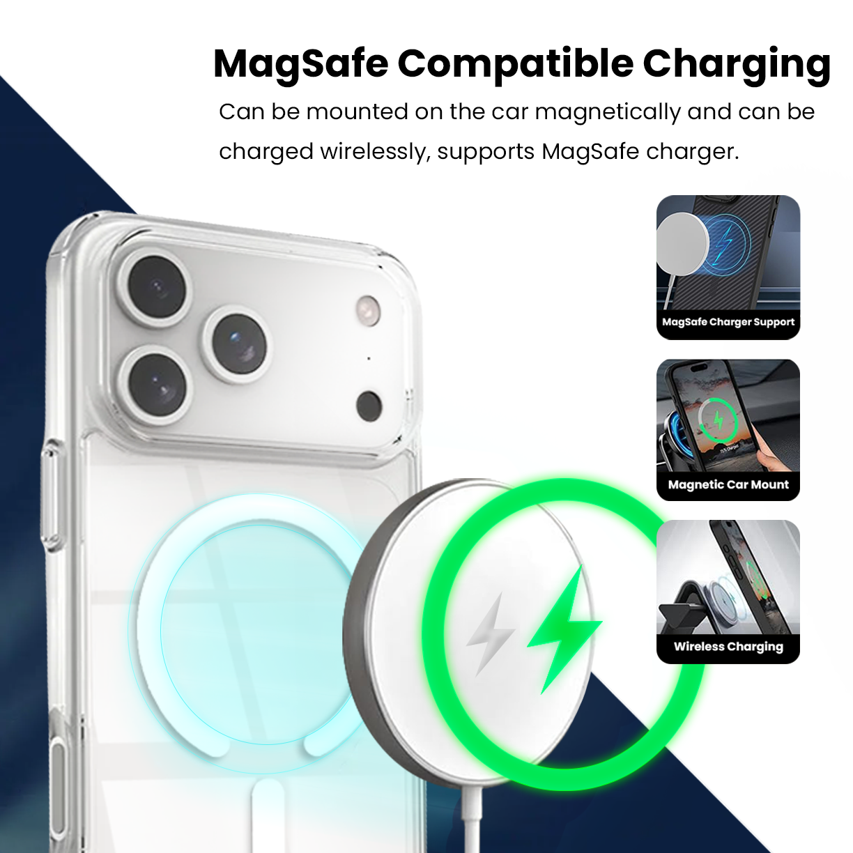 Entronix [Magnetic] Case Compatible with iPhone 17 Pro - [Hard Back] Slim Clear