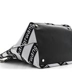 Knit Jacquard Diagonal Logo Roxy Tote White Black