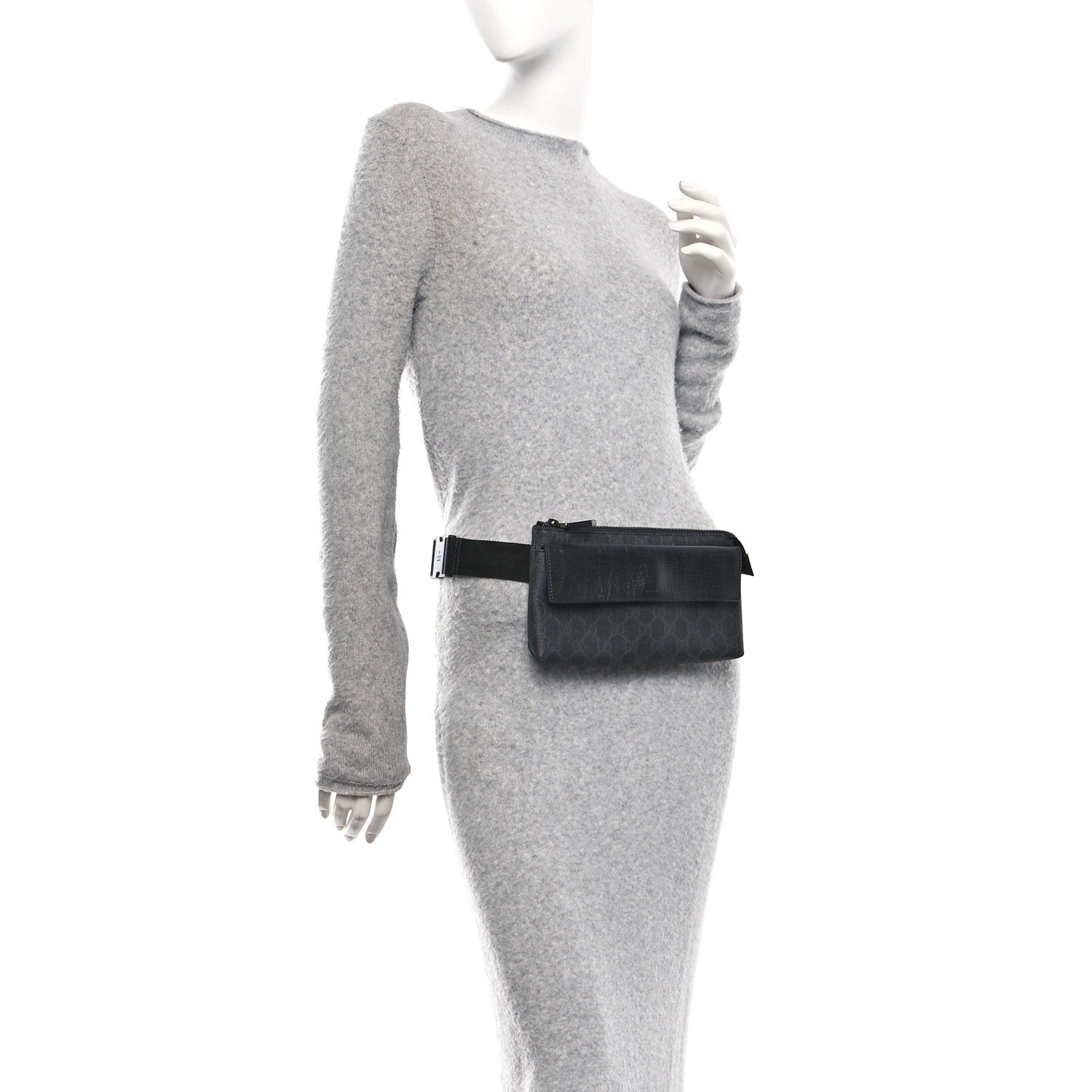 GG Plus Monogram Waist Belt Bag Black