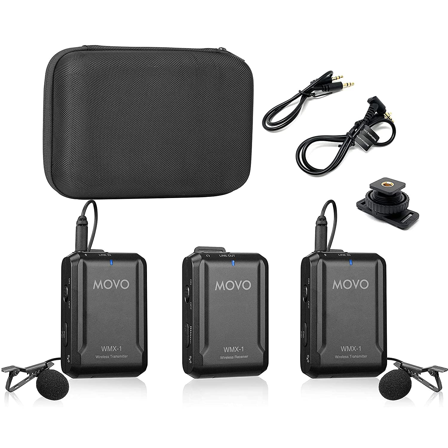 Movo WMX-1-DUO 2.4GHz Dual Wireless Lav Mic System