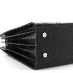 Calfskin Crocodile Embossed Baby Sac De Jour Black