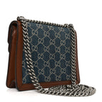 New Denim GG Monogram Dollar Calfskin Enamel Mini Dionysus Shoulder Bag Blue Tea Cuir Epilog Electric Blue