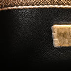 Metallic Lambskin Quilted Mini CC Crystal Logo Chain Flap Gold