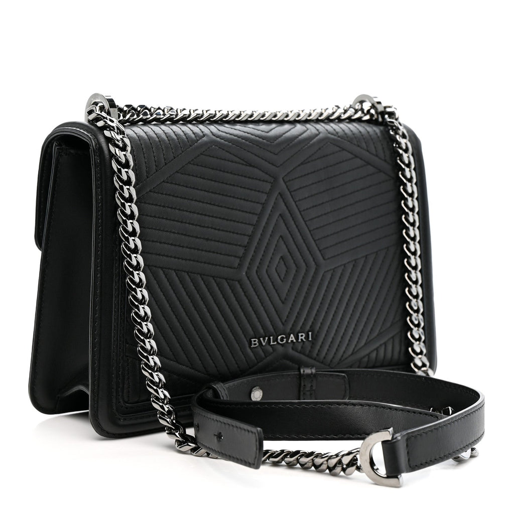 Quilted Nappa Smooth Calfskin Serpenti Forever Diamond Blast Shoulder Bag Black