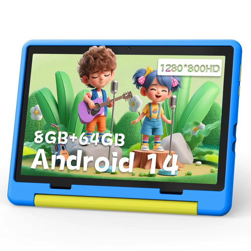 10-Inch Android Kids Tablet - 14 Octa-Core, 8GB RAM, 64GB ROM, Parental Control, Includes Protective Case - Ideal Gift for Toddlers