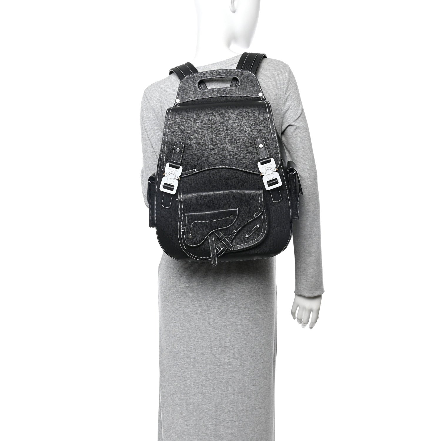 Grained Calfskin Maxi Gallop Backpack Black