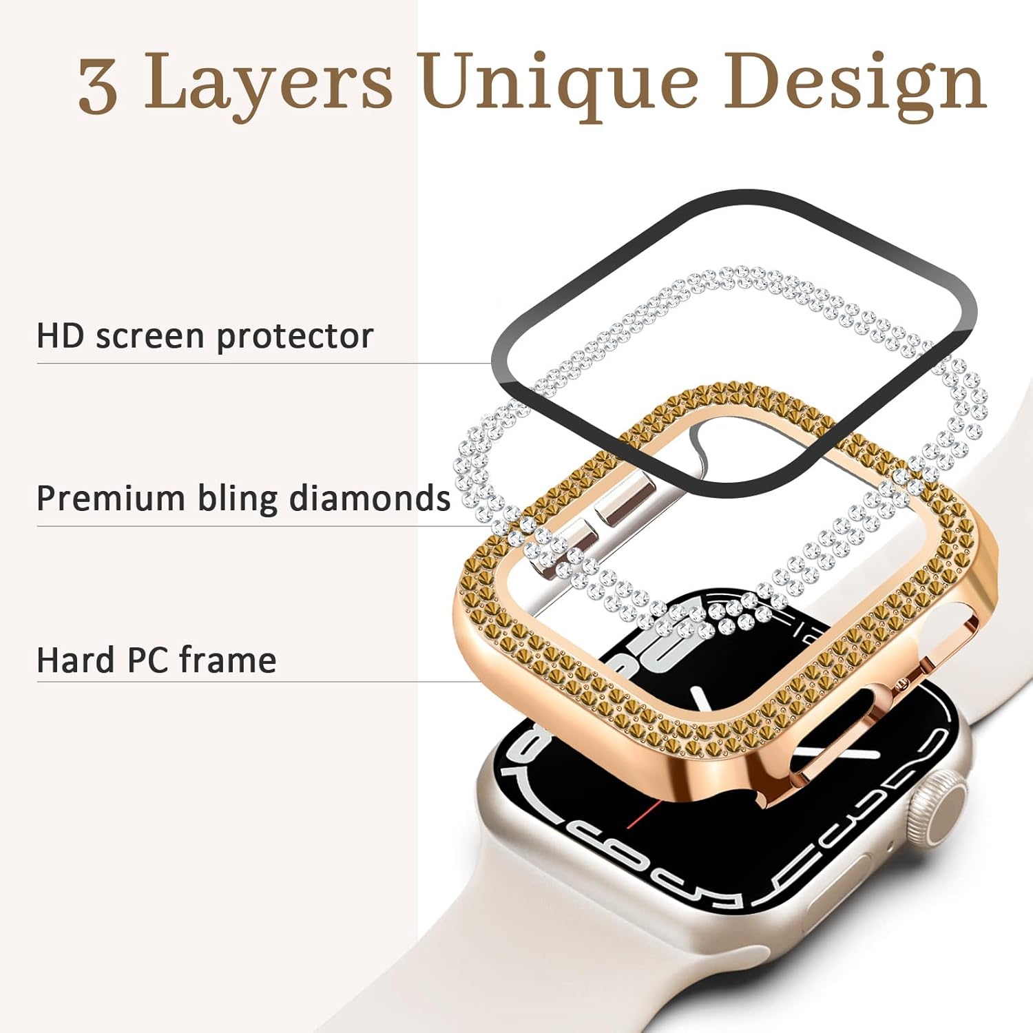 Entronix Case Compatible with iWatch Series Ultra (3rd/2nd/1st Gen), 49mm - Diamond Cover w/ Built-In Screen Protector