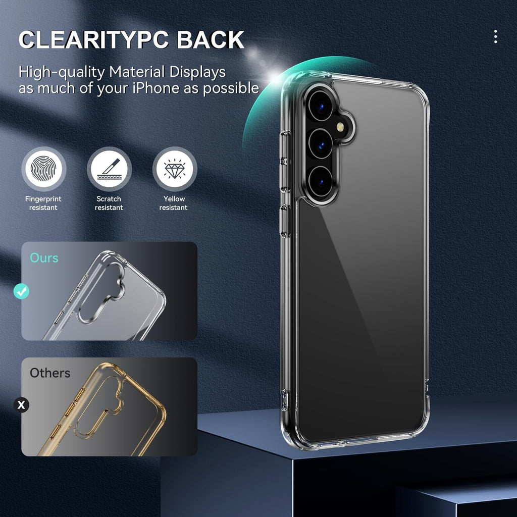 Entronix Bundle Compatible with Galaxy S25 - [Hard] Clear Case, 1 Clear Clear Screen Protector & 1 Camera Lens Protector
