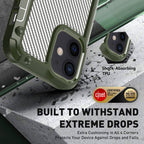 Reiko Shockproof Pc Bumper Case With Carbon Fiber Pattern In Green For Iphone 12 Mini