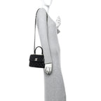 Lambskin Crystal Quilted Mini Trendy CC Dual Handle Flap Bag Black