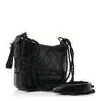 Aged Calfskin Quilted Small Gabrielle Hobo So Black