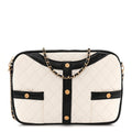 Lambskin Quilted Medium Girl Shoulder Bag White Black