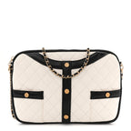Lambskin Quilted Medium Girl Shoulder Bag White Black