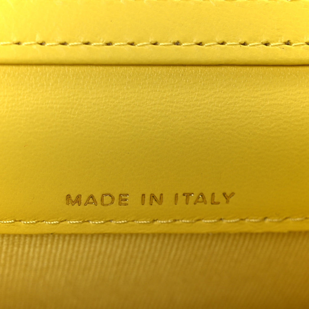 Lambskin Quilted Enamel Logo Flap Card Holder On Chain Yellow