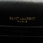Coated Bark Calfskin Sunset Chain Wallet Black