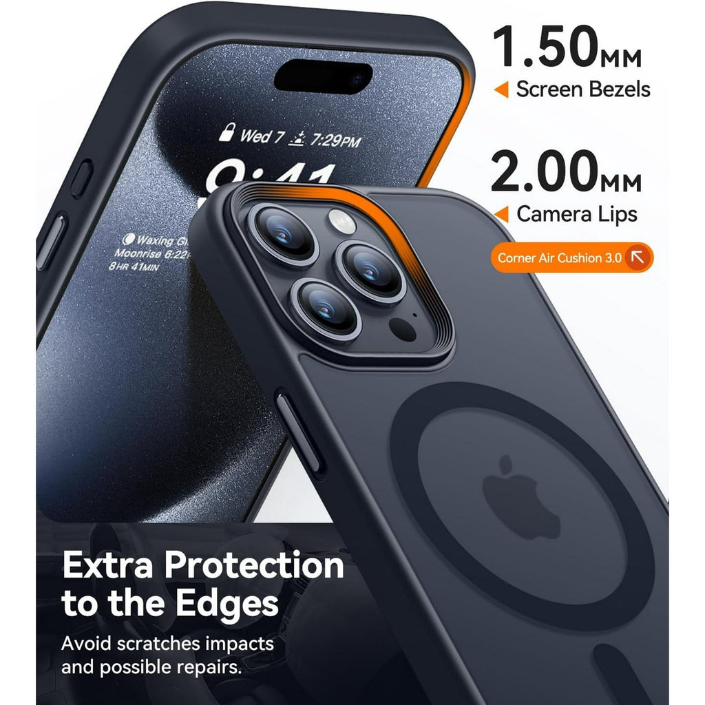 Entronix Bundle Compatible with iPhone 12 - [Magnetic] Translucent Matte Case, 1 Screen Protector & 1 Camera Lens Protector