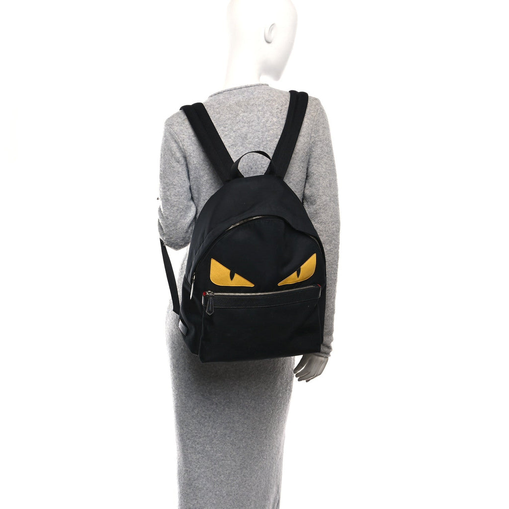Nylon Vitello Elite Monster Eyes Rounded Backpack Black Yellow