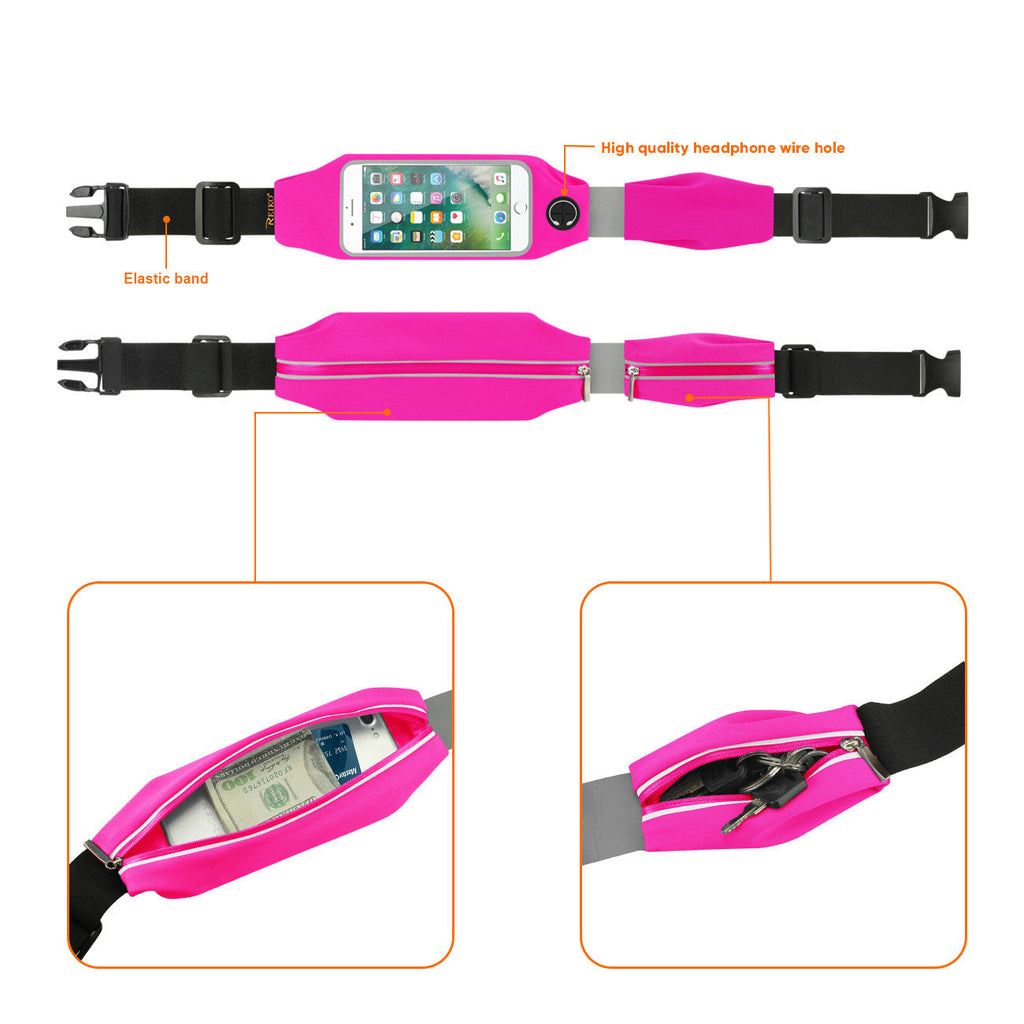Reiko Running Sport Belt For Iphone 7 Plus/ 6S Plus Or 5.5 Inches Device With Two Pockets In Pink (5.5X5.5 Inches)