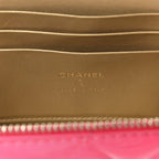Patent Quilted Pearl Crush Small Vanity Case With Chain Neon Pink