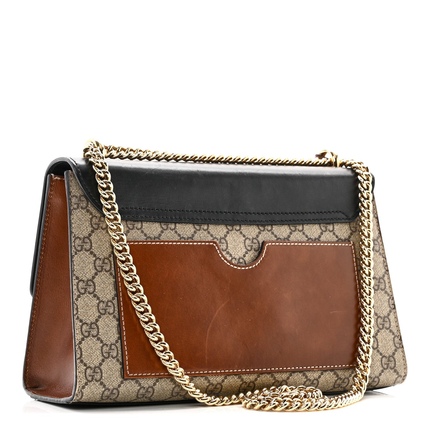 GG Supreme Monogram Calfskin Medium Padlock Shoulder Bag Beige Black Cuir