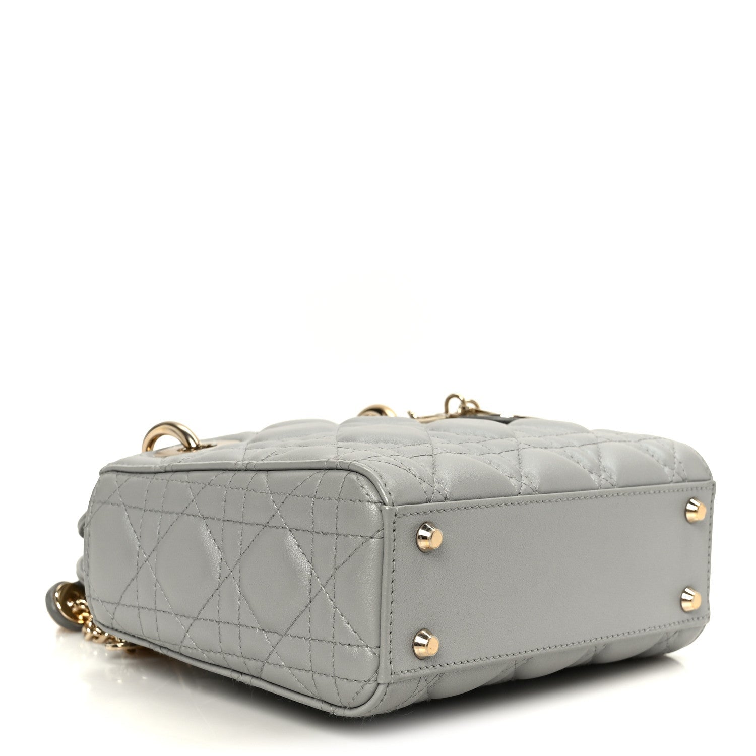 Lambskin Cannage Mini Lady Dior Gray Opaline