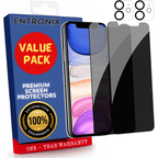 Entronix Anti-Spy Privacy Screen Protector & Camera Lens Protector Compatible with iPhone 11 - 4-Piece Combo