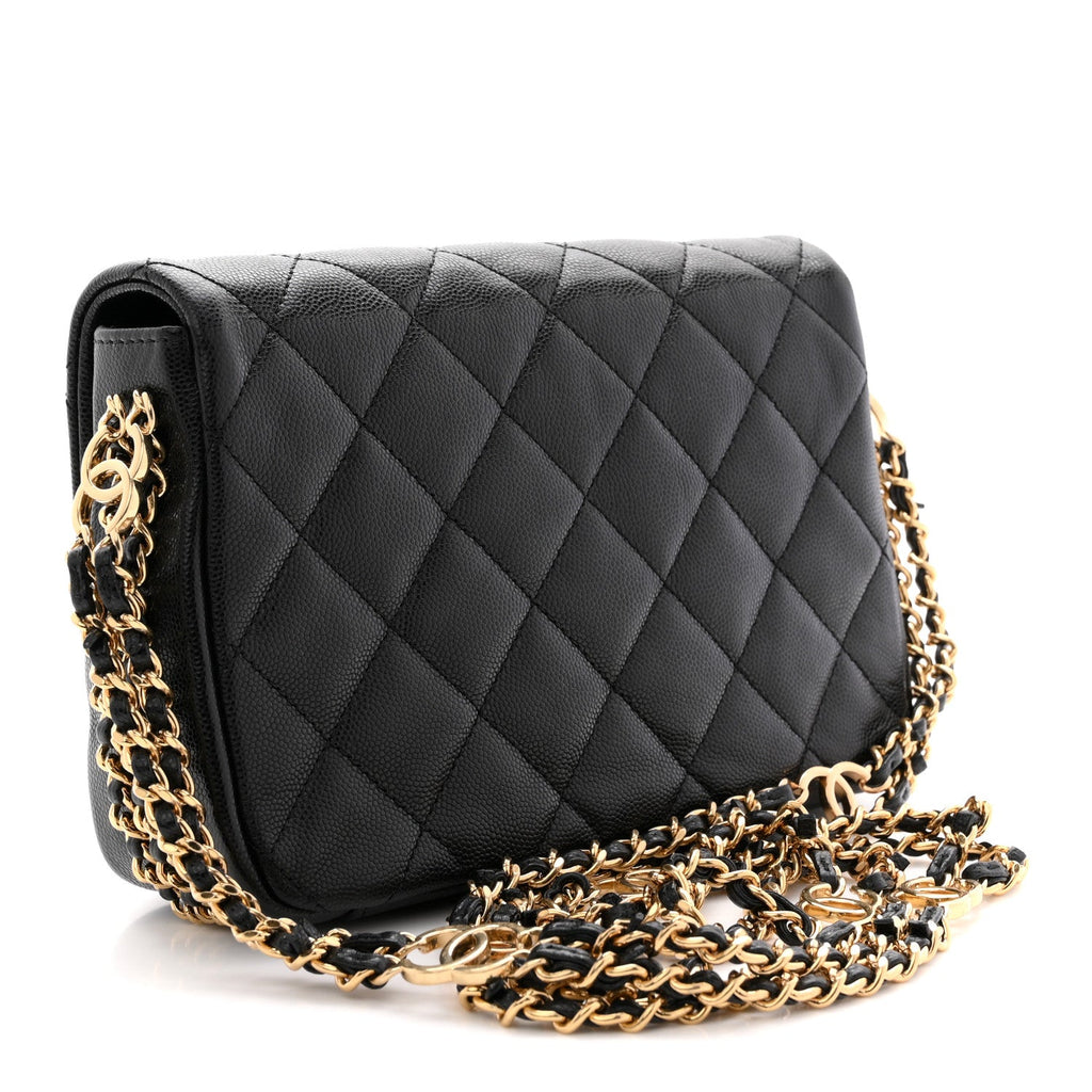 Caviar Quilted Mini CC You Flap Black