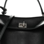 Natural Smooth Calfskin Mini Rodeo Top Handle Handbag Black