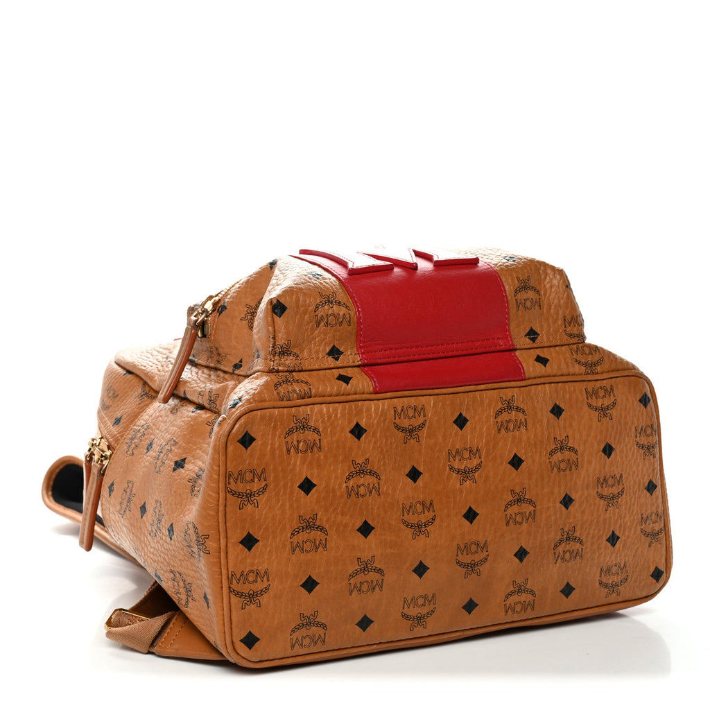 Visetos Medium Stark Logo Stripe Backpack Cognac Red