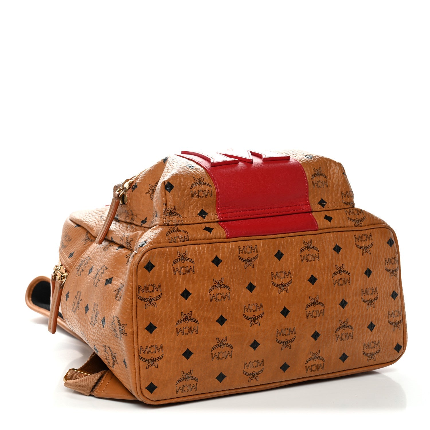 Visetos Medium Stark Logo Stripe Backpack Cognac Red