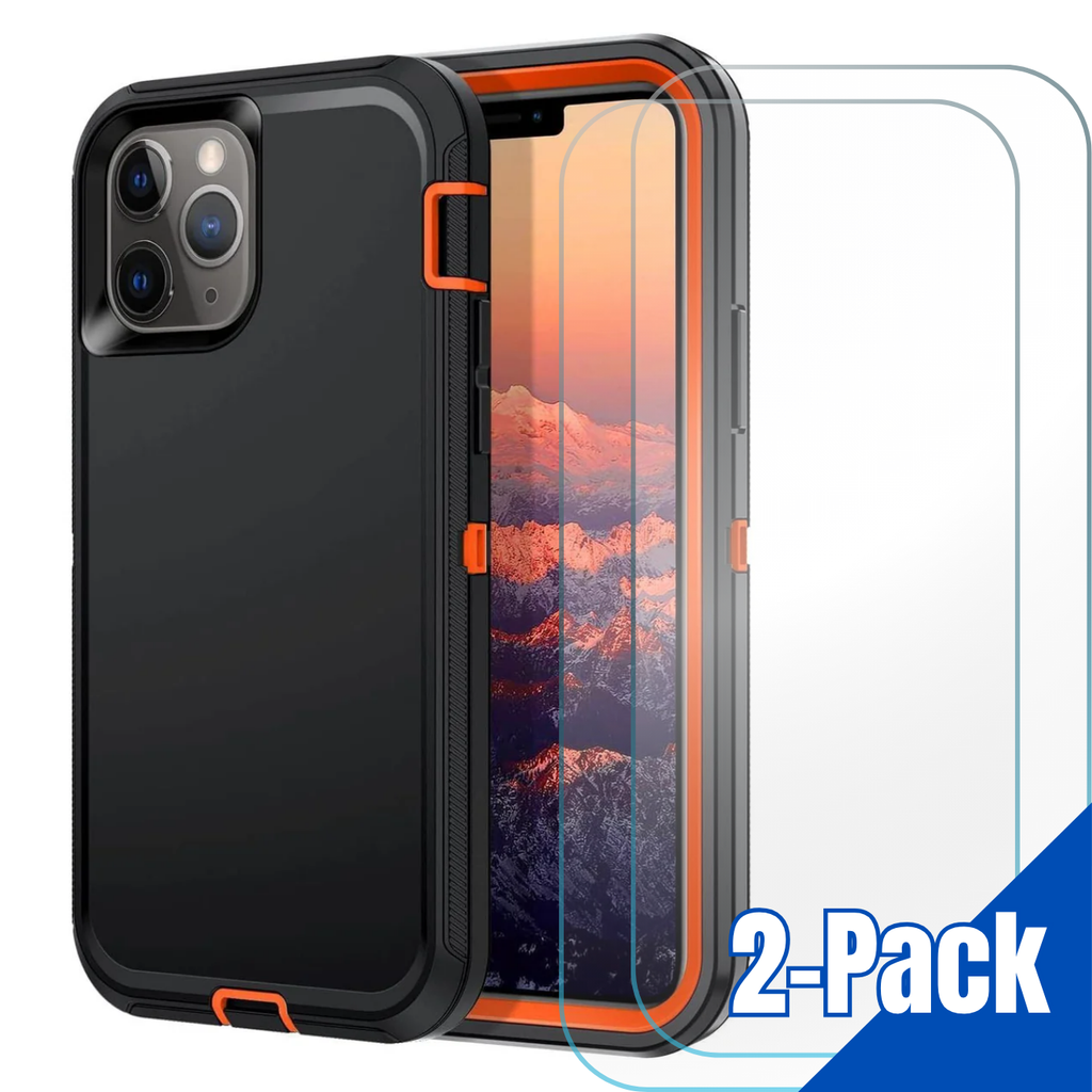 Entronix Bundle Compatible with iPhone 12/12 Pro - Heavy Duty Case & 2 Clear Screen Protectors
