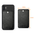 Leather Adhesive Foldable Pocket Card Holder With Two Slots  In Black