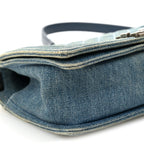 Denim Quilted Medium Boy Flap Blue