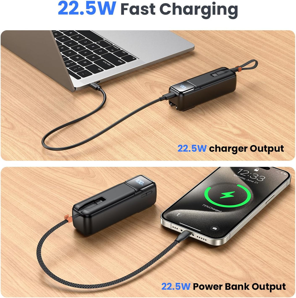 Entronix Mini Power Bank - 5000 mAh USB-C/iPhone/Android